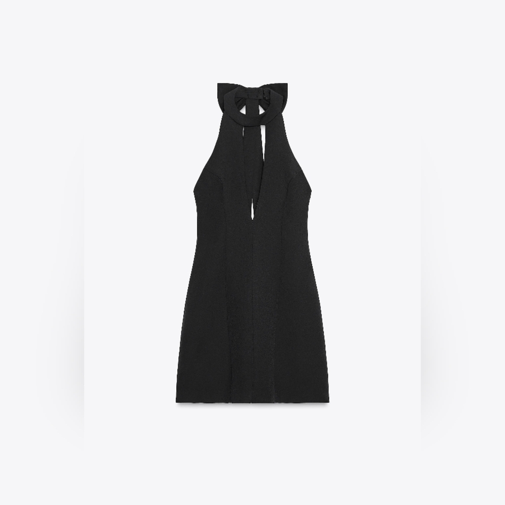 Zara HALTER BOW MINI DRESS - Picture 5 of 16